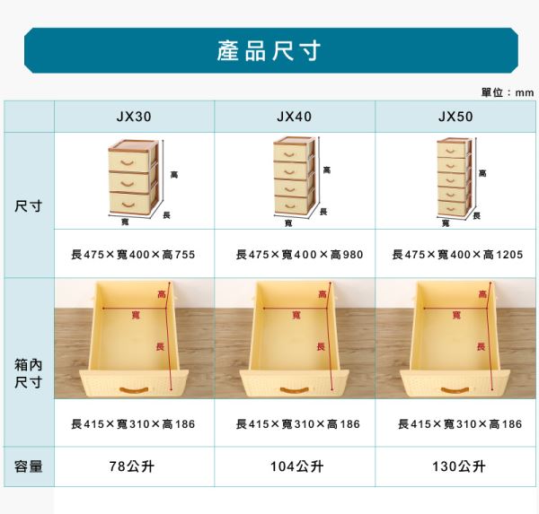 佐藤層櫃(JX)尺寸