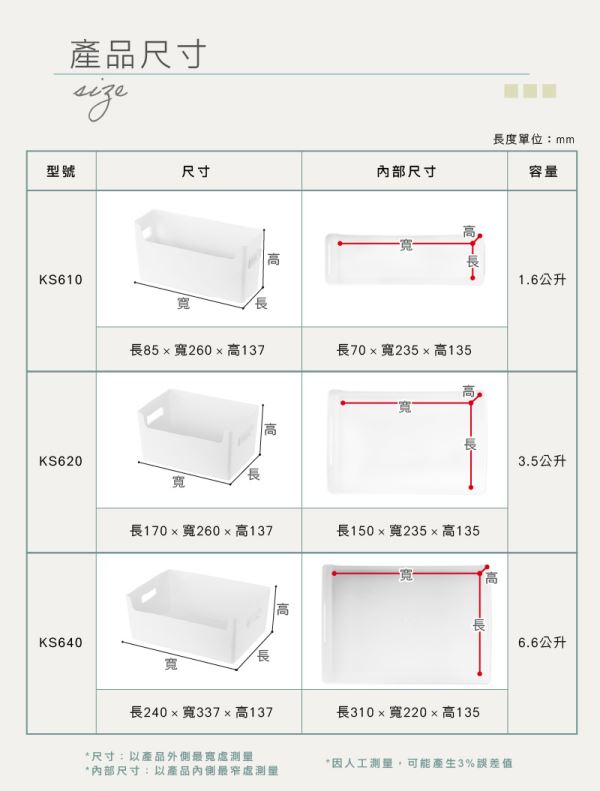 來可PET開放式置物盒(KS)尺寸