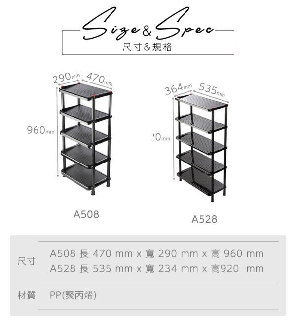 多用途五層架(A)尺寸