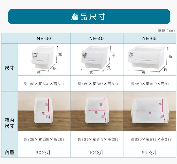 每日直取式整理箱(NE)尺寸