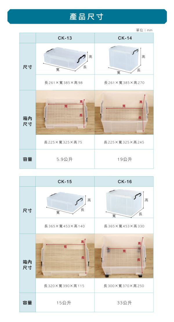 耐久型整理箱(CK)尺寸