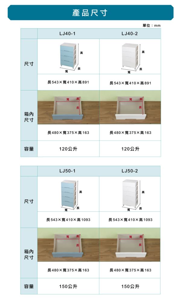 好來屋KD層櫃-寬型(LJ)尺寸