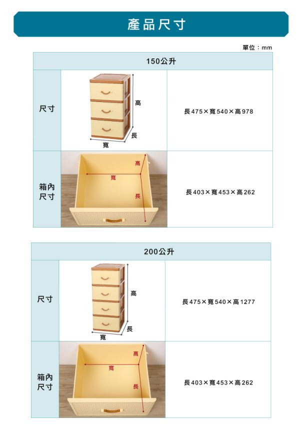 (寬型)特大佐藤深型層櫃(JXL)尺寸