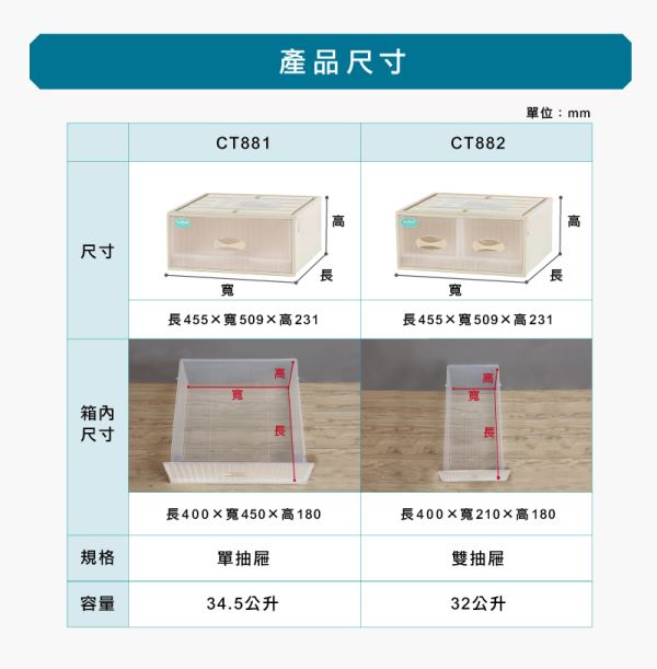 CT抽屜整理箱尺寸